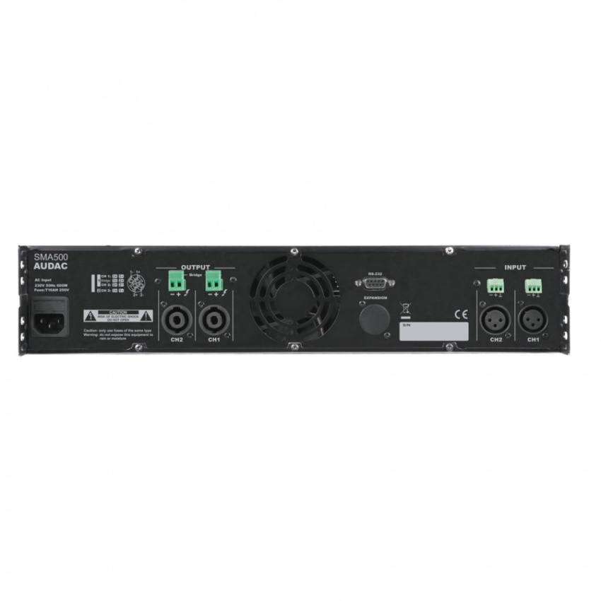 Endsteg 2x500W, inbyggd DSP