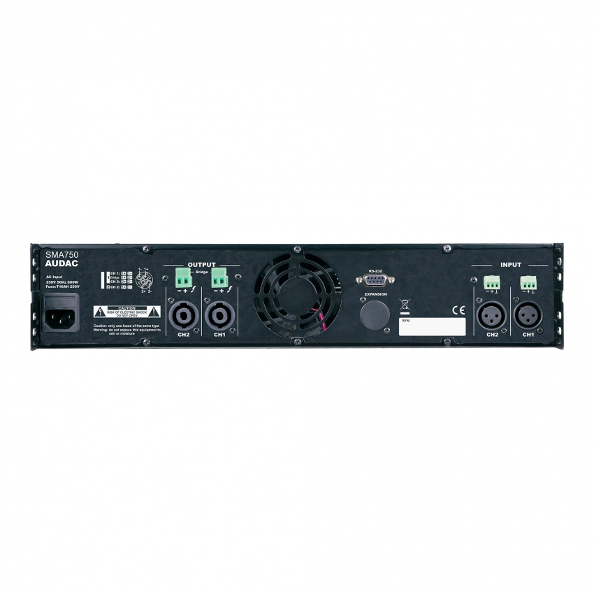 Endsteg 2x750W, inbyggd DSP